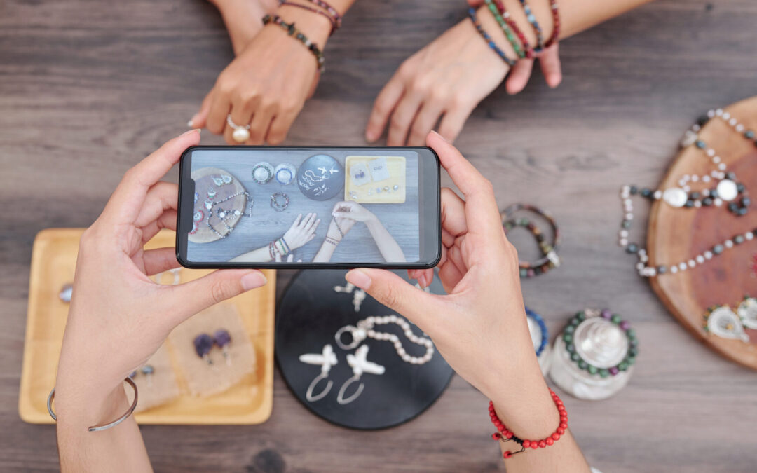 Taking photo of handmade jewelry